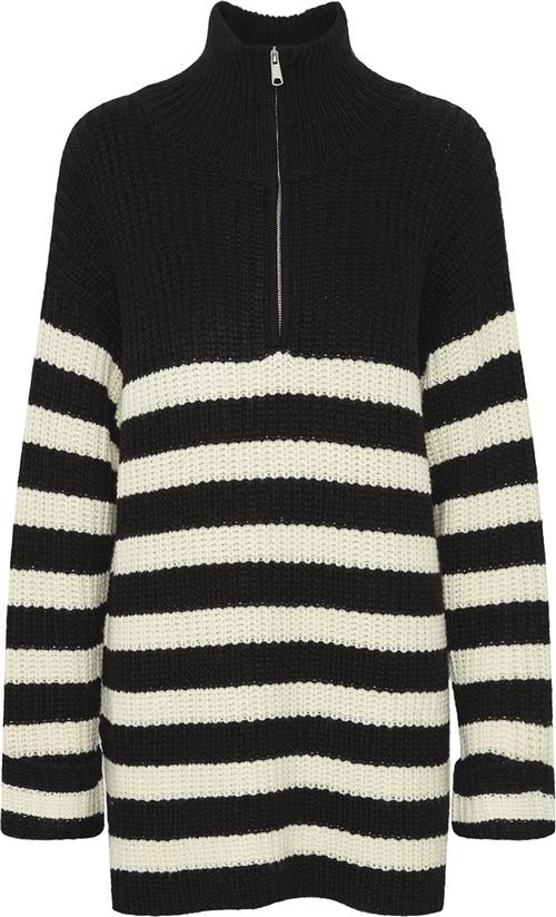 Se ICHI Ihbarisa LS Kvinde Black Rullekraver Loose Fit Str L - hos Magasin ved Magasin