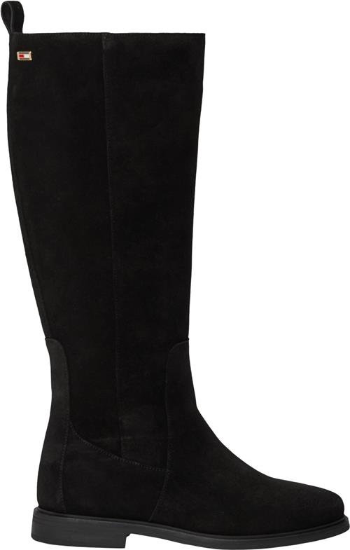 Tommy Hilfiger Flag Suede Long Boot ZIP Kvinde Black Langskaftede Støvler Str 41 - hos Magasin