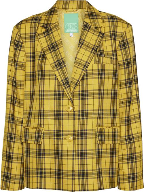 Something New Sncher Oversize Blazer NST Kvinde Sulphur/checks Blazere Str 38 - hos Magasin