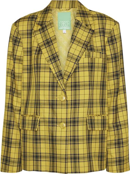 Something New Sncher Oversize Blazer NST Kvinde Sulphur/checks Blazere Str 36 - hos Magasin