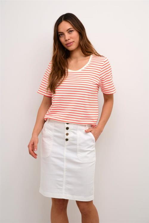 Culture Cudeia Oneck Tshirt Kvinde White/red Stripe Kortærmede T-shirts Str XL - hos Magasin