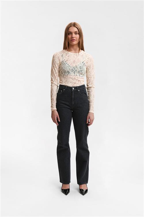 Se Gestuz Hilmagz Lace ls Blouse Kvinde Egret Langærmede Bluser Str XL - hos Magasin ved Magasin