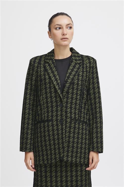 Se ICHI Ihkate Houndstooth Oversize BL Kvinde Parrot Green Houndstooth Blazere Str S - hos Magasin ved Magasin