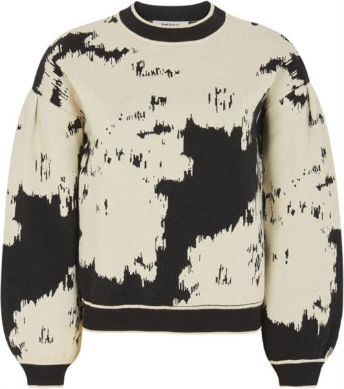 Soft Rebels Srrogue Pattern Knit Kvinde Jacquard Pattern Arctic Wolf Langærmede Bluser Str XS - hos Magasin