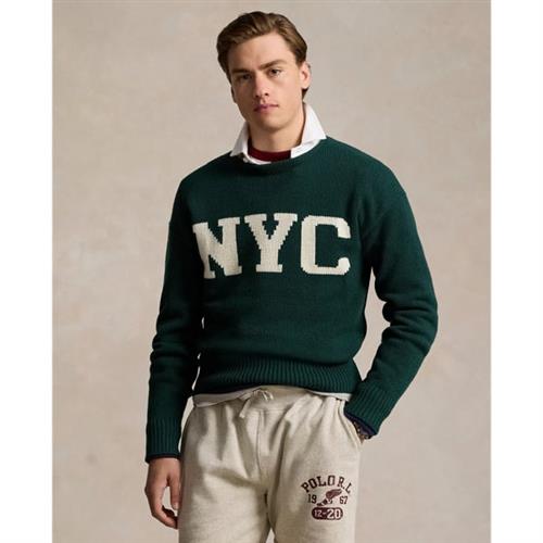 Se Polo Ralph Lauren Wool Blendlsl-plo Mand Green Combo Sweaters Str M - hos Magasin ved Magasin