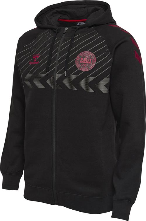 Hummel DBU Danmark Fan Hættetrøje m. Lynlås Voksen Mand Sort Hoodies Str M - hos Magasin