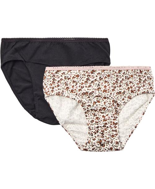 Se BAKITO by Magasin Du Nord Collection BAKITO by Magasin Girls Briefs 2pack Str 2 Brown Mini Flower / Black Underbukser Bomuld ved Magasin