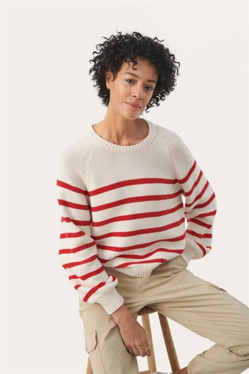 Part Two Sayapw PU Kvinde Salsa Stripe Sweaters Regular Fit Str L - hos Magasin