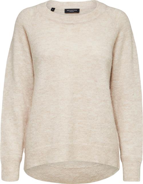 Selected Femme Slflulu LS Knit Oneck Noos Kvinde Birch/melange Sweaters Str L - hos Magasin