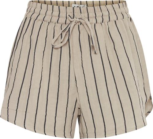 ICHI Iafoxa Striped Beach SHO Kvinde Doeskin/black Stripe Casual Shorts Str L - hos Magasin