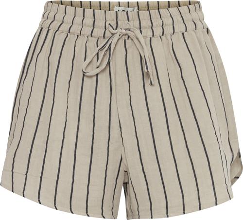 ICHI Iafoxa Striped Beach SHO Kvinde Doeskin/black Stripe Casual Shorts Str XS - hos Magasin