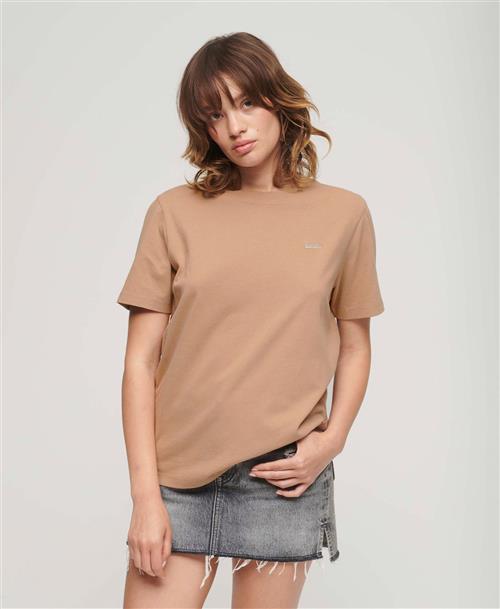 Superdry Essential Logo EMB TEE Kvinde Pyramid Sands Brown Kortærmede T-shirts Str L - hos Magasin