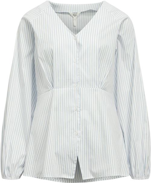 Se Object Objtutta Sculpture FIT LS Shirt E D Kvinde Brunnera Blue/white Langærmede Skjorter Str 42 - hos Magasin ved Magasin