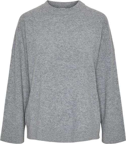 YAS Yasemilie Oneck Knit Pullover S. N Kvinde Light Grey Melange Sweaters Relaxed Fit Str L - hos Magasin