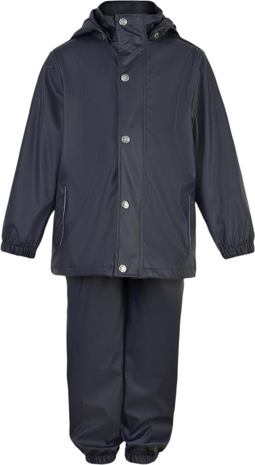 En Fant Rainwear Set Solid Str 122 - Blue Night Regntøj hos Magasin