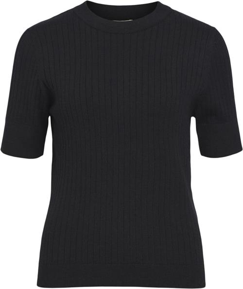 Object Objnoelle S/S Knit Tshirt Noos Kvinde Black Kortærmede T-shirts Str XS - hos Magasin