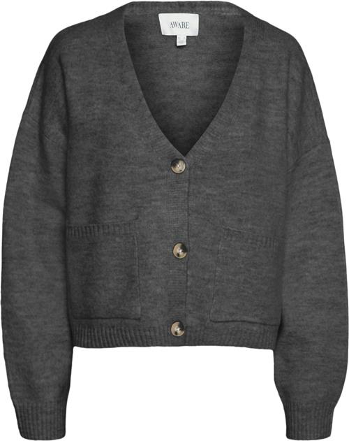 Se Vero Moda Vmgemma LS Vneck Knit Cardigan VMA Kvinde Dark Grey Melange Cardigans Str S - hos Magasin ved Magasin