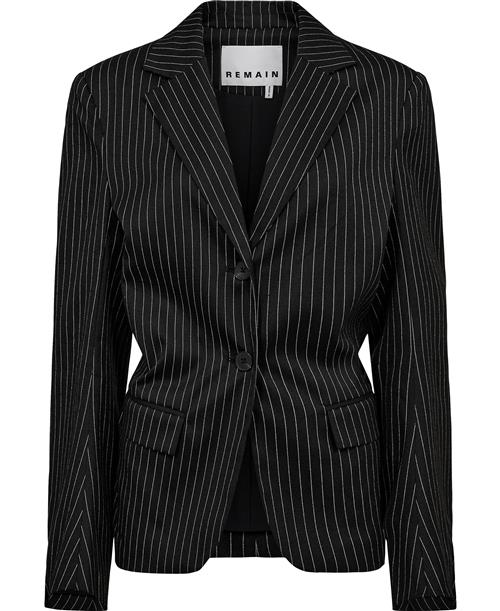 REMAIN Drapy Striped Blazer Kvinde Black Comb. Blazere Str 40 - hos Magasin