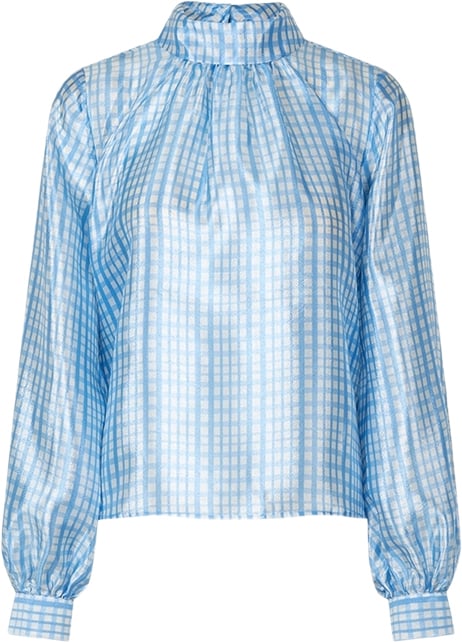 Se Stine Goya Sgashley, 2067 Textured Poly Kvinde Blue Check Langærmede Bluser Str XS - hos Magasin ved Magasin