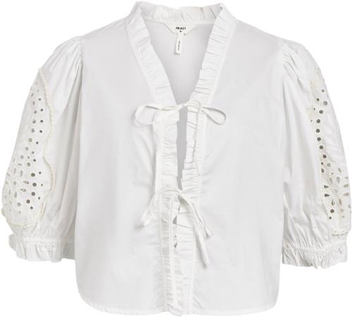 Se Object Objbrodera S/S TOP 132 Kvinde White Sand Toppe Str 40 - hos Magasin ved Magasin