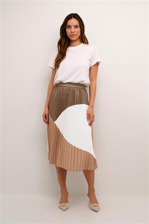 Culture Cubetty Colorblock Skirt Kvinde Cub/bone Brown/spring Garden Midi Nederdele Str XL - hos Magasin