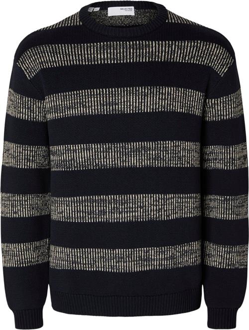 Selected Homme Slhstan Relaxed LS Knit Stripe Crew Mand Sky Captain/fog Sweaters Str L - hos Magasin