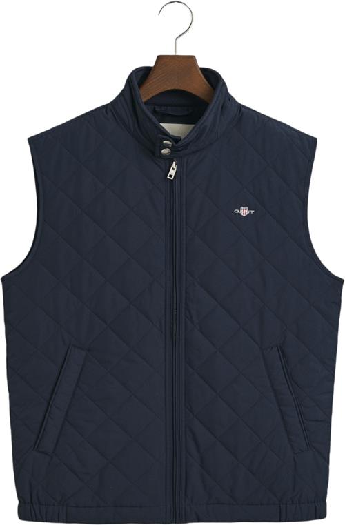 Se Gant Quilted Windcheater Vest Mand Evening Blue Veste Str XL - hos Magasin ved Magasin