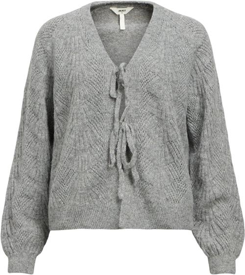 Object Objflora RE L/S Knit Cardigan Noos Kvinde Medium Grey Melange Sweaters Regular Fit Str XS - hos Magasin