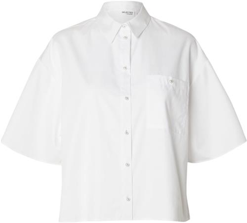 Selected Femme Slfagnese 2/4 Cropped Pearl Shirt B Kvinde Hvid Kortærmede Skjorter Str 40 - hos Magasin