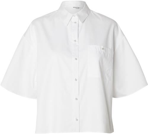 Se Selected Femme Slfagnese 2/4 Cropped Pearl Shirt B Kvinde Hvid Kortærmede Skjorter Str 42 - hos Magasin ved Magasin