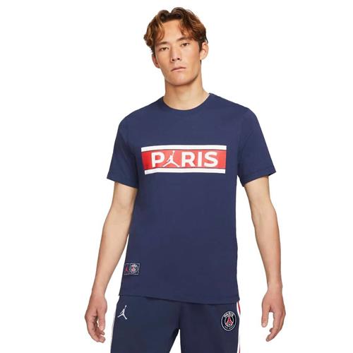 Nike Paris Saintgermain T-shirt Mand Blue Kortærmede T-shirts Str S - Bomuld hos Magasin