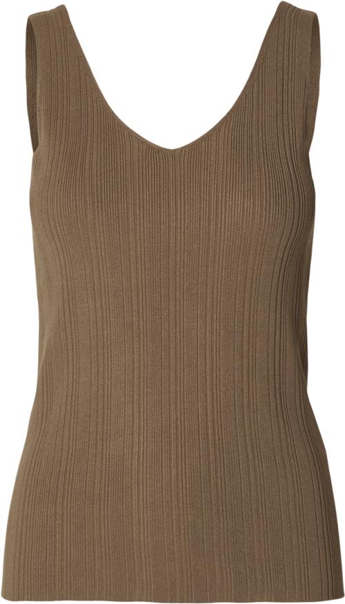 Se Selected Femme Slftrixie NEW SL Knit TOP Kvinde Coca Mocha Tanktoppe Str XS - hos Magasin ved Magasin