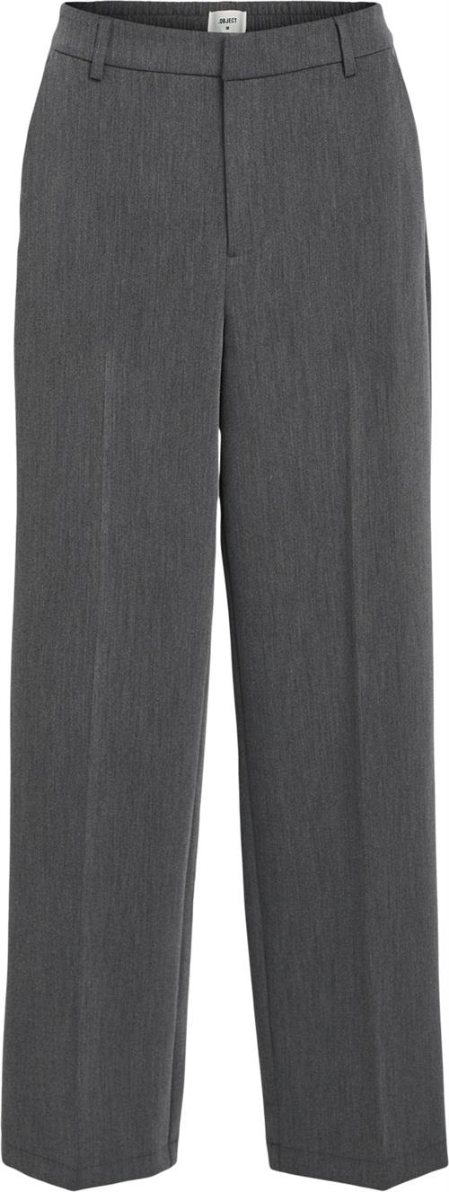 Se Object Objsigrid HW Casual Pant Noos Kvinde Medium Grey Melange Bukser Med Brede Ben Str 42 - hos Magasin ved Magasin