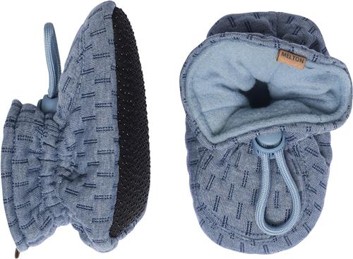 Melton Textile Slippers w. Structure Blue Denim Hjemmesko Str 22/23 - Polyester hos Magasin