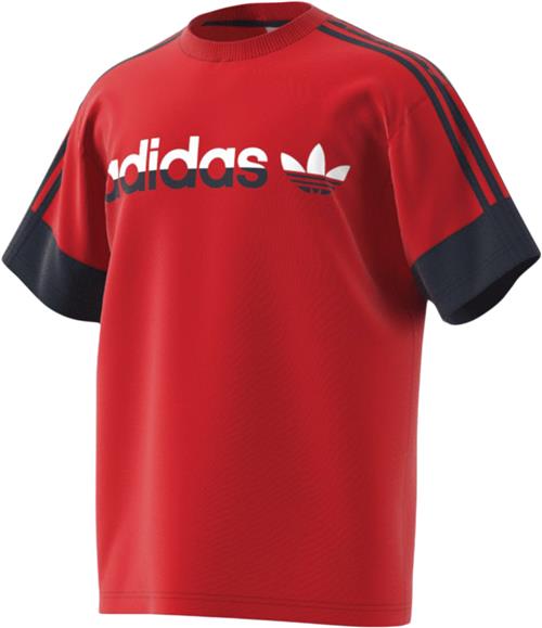 Se adidas 3 Stripe Split Mand Red Kortærmede T-shirts Str XXL - Bomuld hos Magasin ved Magasin