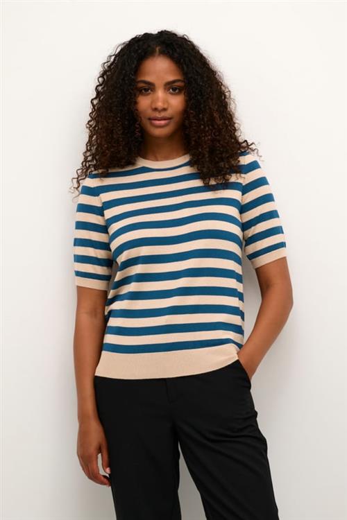 Se Kaffe Kamilo Short Sleeve Knit Kvinde Smoke Gray/legion Blue Stripe Kortærmede T-shirts Str S - hos Magasin ved Magasin