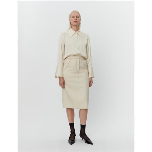 DAY Birger et Mikkelsen Kellie Bonded Viscose Blend Kvinde Cloud Cream Midi Nederdele Str 38 - hos Magasin