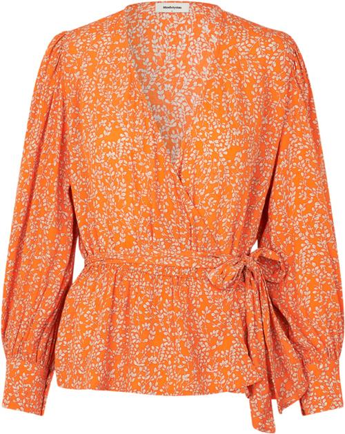 Se Modström Corinnamd Print top Kvinde Vibrant Orange Flower Leaf Langærmede Bluser Str L - Viskose hos Magasin ved Magasin