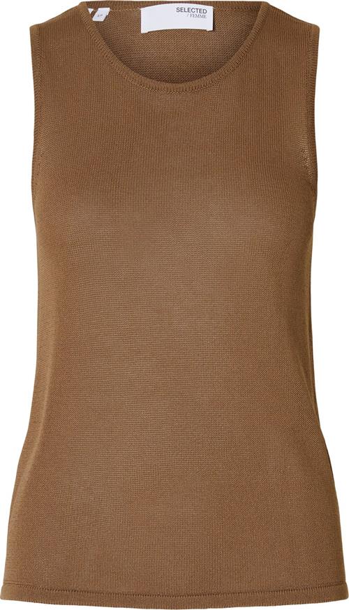 Se Selected Femme Slfmoon SUS SL Knit TOP B Kvinde Coca Mocha Tanktoppe Str S - hos Magasin ved Magasin