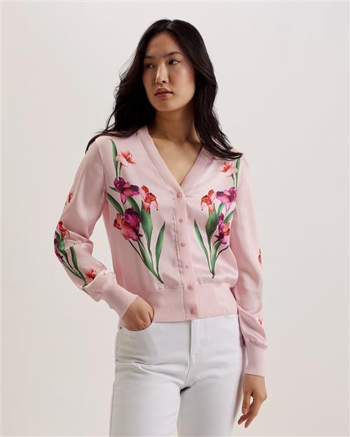 Ted Baker Meralll Woven Front Printed Cardiga Kvinde Lt-pink Cardigans Str L /4 - hos Magasin