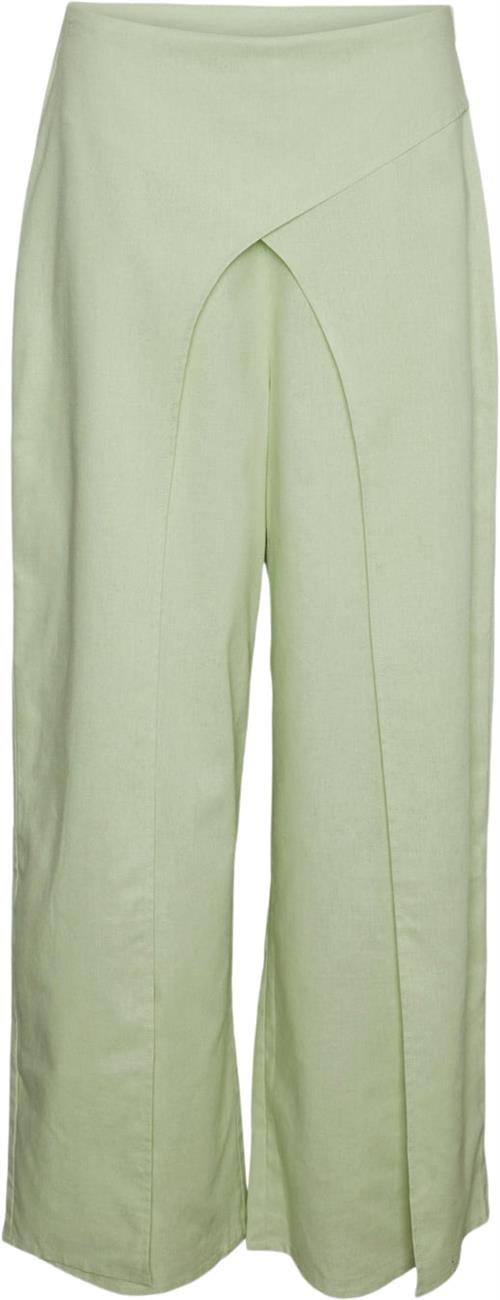 Something New Snbeyonce HW Wrap Pant MCO Kvinde Celadon Green Bukser Med Brede Ben Str S - hos Magasin