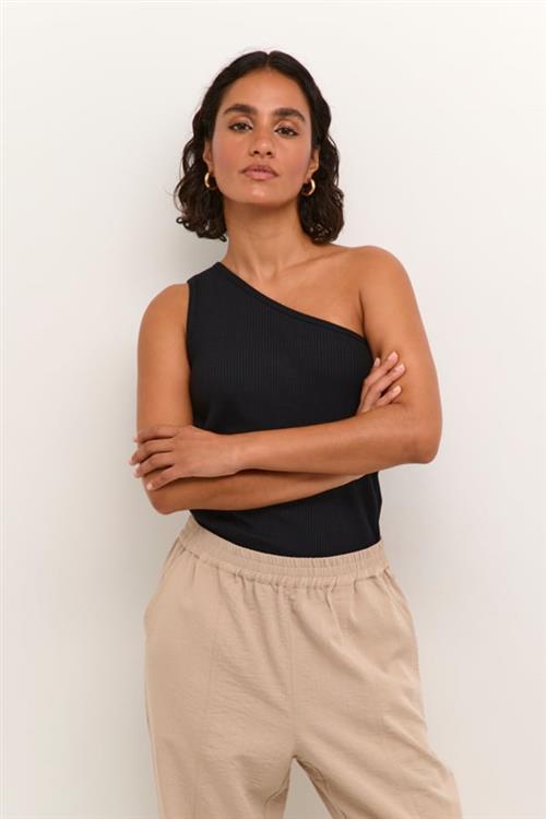 Kaffe Kapia One Shoulder Top Kvinde Black Deep Toppe Str XS - hos Magasin