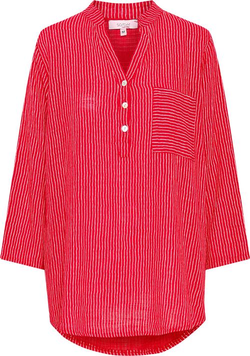 Sorbet Sbalexa Stribe Blouse Kvinde Ribbon Red Langærmede Bluser Str L - hos Magasin