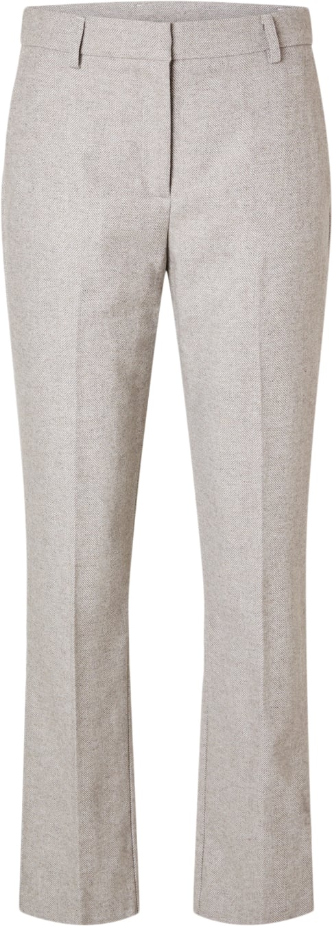 Selected Femme Slfvivie MW Straight Pant Kvinde Sandshell/herringbone Bukser Str 42 - Polyester hos Magasin