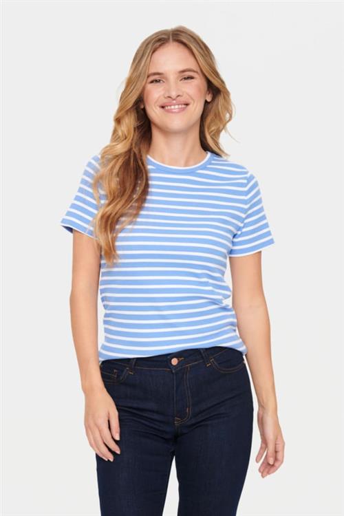 Se Saint Tropez Astersz SS Stripe Tshirt Kvinde Ultramarine Kortærmede T-shirts Regular Fit Str S - hos Magasin ved Magasin