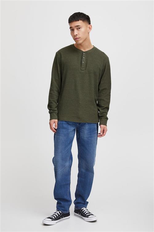 Se Blend Bhnoble Tee Noos Mand Dusty Olive Langærmede T-shirts Regular Fit Str XL - hos Magasin ved Magasin