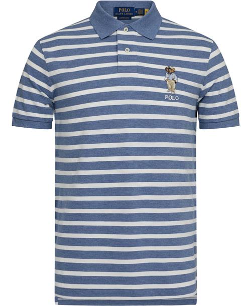 Polo Ralph Lauren YD 20/1 Meshssl-psh Mand Pf24 Laticblu Htr/wt Hmgy Bear Kortærmede Poloer Slim Fit Str S - Bomuld hos Magasin