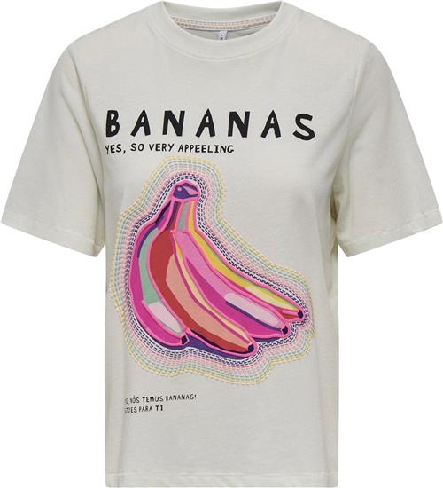 ONLY Onlblinis Life S/S Fruit TOP BOX JR Kvinde Bright White/bananas Kortærmede T-shirts Str L - hos Magasin