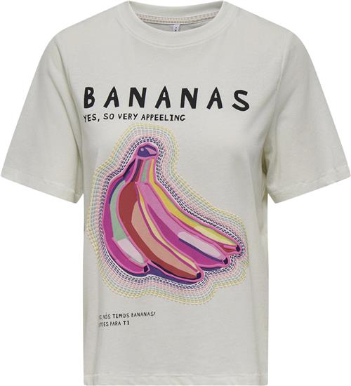 Se ONLY Onlblinis Life S/S Fruit TOP BOX JR Kvinde Bright White/bananas Kortærmede T-shirts Str XL - hos Magasin ved Magasin