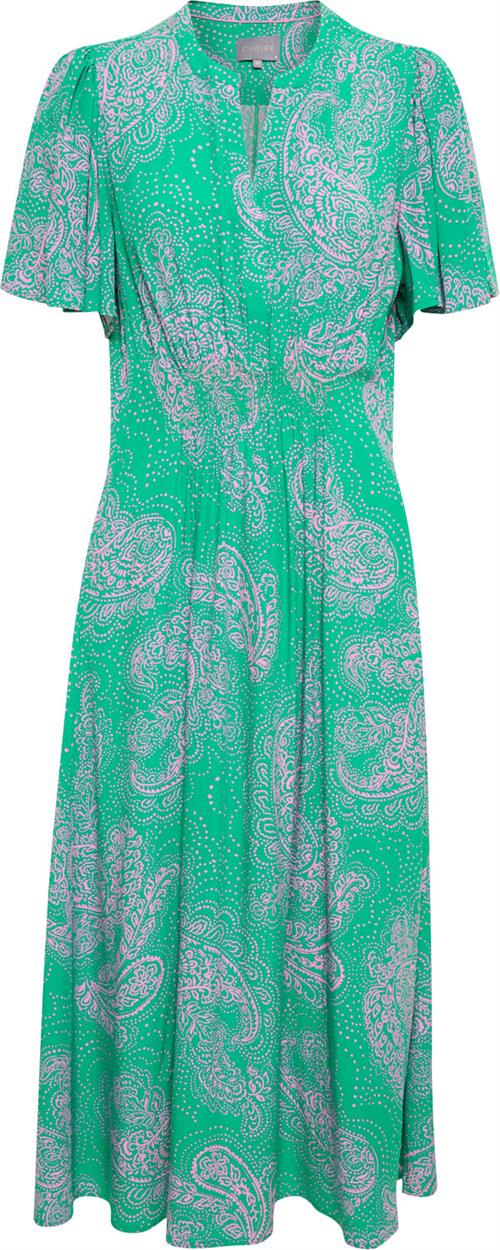 Culture Cupolly Long Dress Kvinde Green/pink Paisley Maxi Kjoler Str XL - hos Magasin